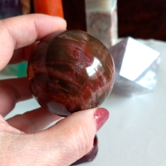 Petrified Wood Crystal Sphere - Picture 5 of 8